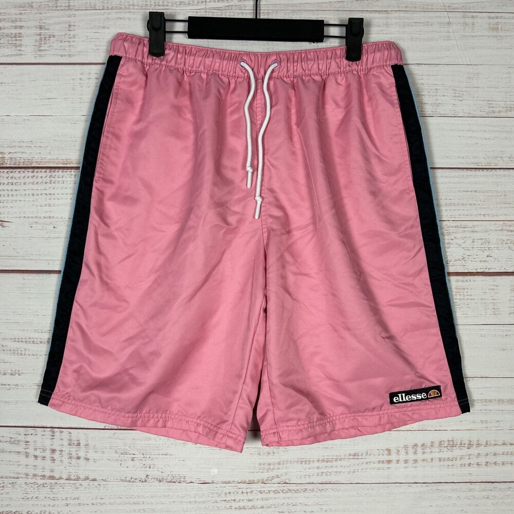 Ellesse Swim Trunks Mens Large (32-34) Shorts Pink Mesh Lined Polyester 10" Inse
